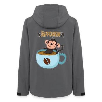 Kaffeepause mit Affe - Frauen Recycelte Softshelljacke von Stanley/Stella - Anthrazit - Hinten - AI Model Female 172 light (172cm)