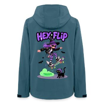 Hex Flip Witch Skateboard Design - Frauen Recycelte Softshelljacke von Stanley/Stella - Dunkles Petrol - Hinten - AI Model Female 172 light (172cm)