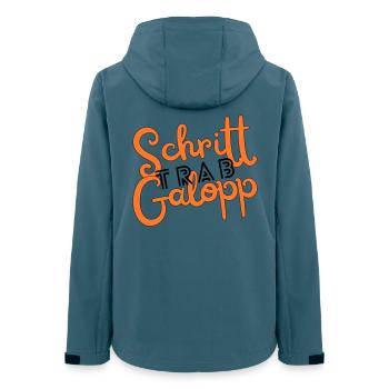 Schritt Trab Galopp - Frauen Recycelte Softshelljacke von Stanley/Stella - Dunkles Petrol - Hinten - AI Model Female 172 light (172cm)