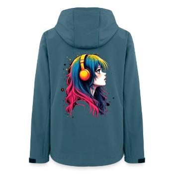 Colored anime character with headphones - Women’s Recycled Softshell Jacket by Stanley/Stella - stargazer - Back - AI Model Female 172 light (172cm)