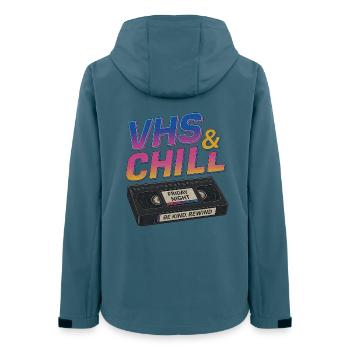 VHS & Chill Retro Tape Design - Frauen Recycelte Softshelljacke von Stanley/Stella - Dunkles Petrol - Hinten - AI Model Female 172 light (172cm)