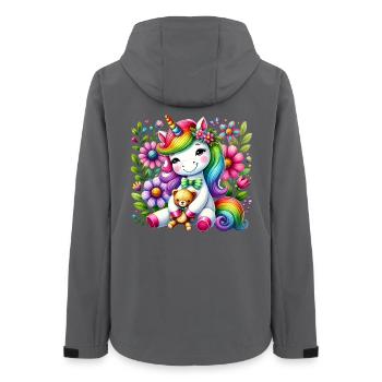Regenbogen Einhorn Blumentraum - Frauen Recycelte Softshelljacke von Stanley/Stella - Anthrazit - Hinten - AI Model Female 172 light (172cm)