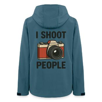 I Shoot People Kamera Cartoon - Frauen Recycelte Softshelljacke von Stanley/Stella - Dunkles Petrol - Hinten - AI Model Female 172 light (172cm)