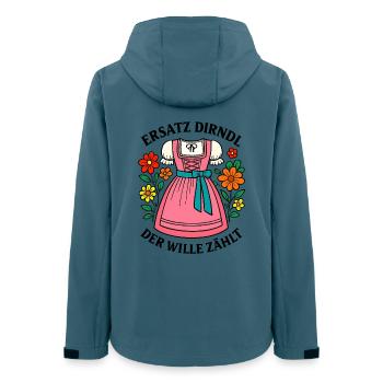 Remplacement de Dirndl – Le testament compte - Veste softshell femme recyclée Stanley/Stella - bleu pétrole foncé - Dos - AI Model Female 172 light (172cm)