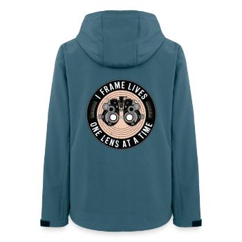 Optometrist I Frame Lives One Lens Ophthalmology - Frauen Recycelte Softshelljacke von Stanley/Stella - Dunkles Petrol - Hinten - AI Model Female 172 light (172cm)
