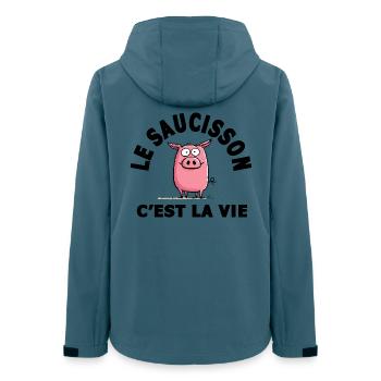 le saucisson c'est la vie humour - Veste softshell femme recyclée Stanley/Stella - bleu pétrole foncé - Dos - AI Model Female 172 light (172cm)