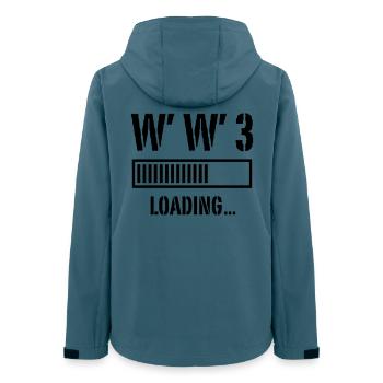 3ème Guerre Mondiale Chargement... (Paix / Guerre / Noir) - Veste softshell femme recyclée Stanley/Stella - bleu pétrole foncé - Dos - AI Model Female 172 light (172cm)