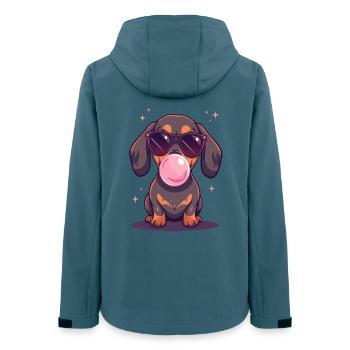 Dackel mit Sonnenbrille und Kaugummi - Frauen Recycelte Softshelljacke von Stanley/Stella - Dunkles Petrol - Hinten - AI Model Female 172 light (172cm)