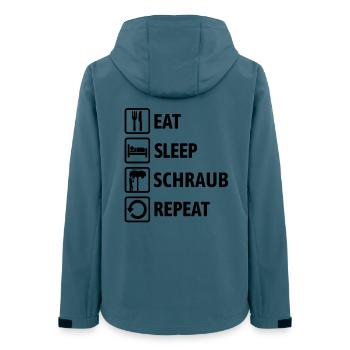 Eat Sleep Schraub Repeat - Schrauber Mechaniker - Frauen Recycelte Softshelljacke von Stanley/Stella - Dunkles Petrol - Hinten - AI Model Female 172 light (172cm)