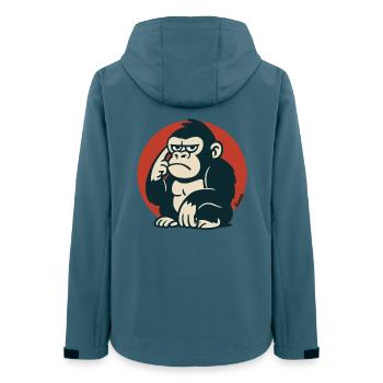 Nachdenklicher Affe im Retro-Stil - Frauen Recycelte Softshelljacke von Stanley/Stella - Dunkles Petrol - Hinten - AI Model Female 172 light (172cm)