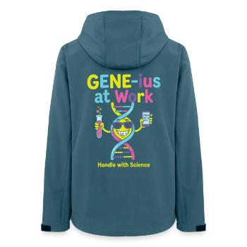 GENE ius au travail Science Humour - Veste softshell femme recyclée Stanley/Stella - bleu pétrole foncé - Dos - AI Model Female 172 light (172cm)