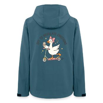 Scootering Goose Regulates Emotions - Frauen Recycelte Softshelljacke von Stanley/Stella - Dunkles Petrol - Hinten - AI Model Female 172 light (172cm)