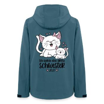 Ich werde eine Große Schwester 2027 Katzen - Frauen Recycelte Softshelljacke von Stanley/Stella - Dunkles Petrol - Hinten - AI Model Female 172 light (172cm)