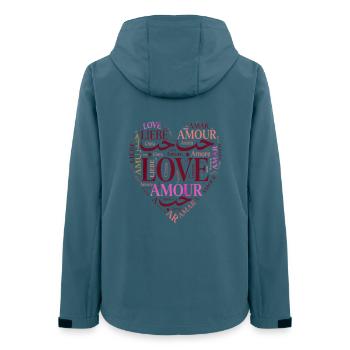 Love in Multiple Languages Heart – Romantic Design - Veste softshell femme recyclée Stanley/Stella - bleu pétrole foncé - Dos - AI Model Female 172 light (172cm)