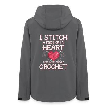 I crochet with heart funny saying - Women’s Recycled Softshell Jacket by Stanley/Stella - anthracite - Back - AI Model Female 172 light (172cm)