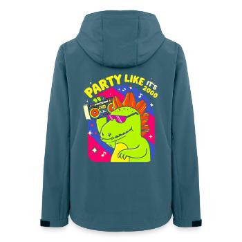 Dino Party Boombox Neon - Frauen Recycelte Softshelljacke von Stanley/Stella - Dunkles Petrol - Hinten - AI Model Female 172 light (172cm)