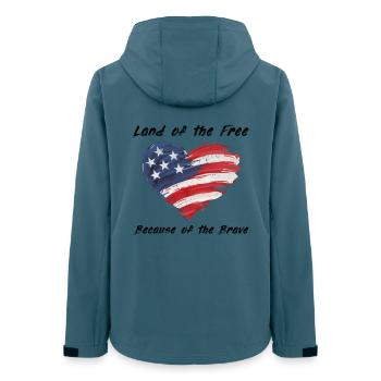 USA Herz - Land of the Free because of the Brave - Frauen Recycelte Softshelljacke von Stanley/Stella - Dunkles Petrol - Hinten - AI Model Female 172 light (172cm)