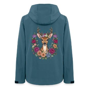 Reh Kitz Blumen Volksfest Trachten Ersatz Damen - Frauen Recycelte Softshelljacke von Stanley/Stella - Dunkles Petrol - Hinten - AI Model Female 172 light (172cm)