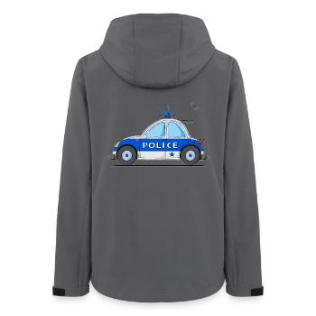 Polizeiauto Police Blau - Frauen Recycelte Softshelljacke von Stanley/Stella - Anthrazit - Hinten - AI Model Female 172 light (172cm)