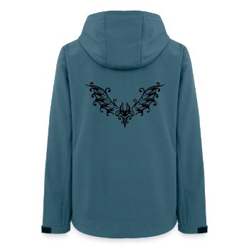 Gothic Tribal Fledermaus Tattoo – filigrane Flügel - Frauen Recycelte Softshelljacke von Stanley/Stella - Dunkles Petrol - Hinten - AI Model Female 172 light (172cm)
