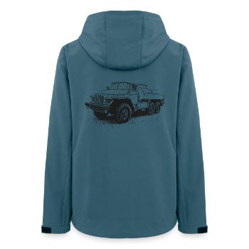 Ural Power – Schwergewicht auf Rädern - Frauen Recycelte Softshelljacke von Stanley/Stella - Dunkles Petrol - Hinten - AI Model Female 172 light (172cm)
