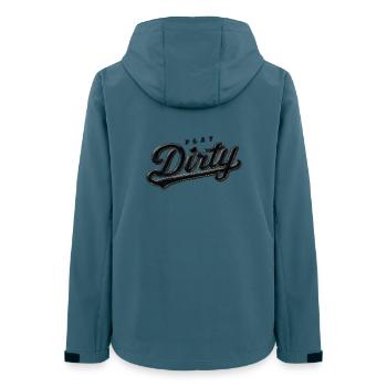 Play Dirty Retro - Frauen Recycelte Softshelljacke von Stanley/Stella - Dunkles Petrol - Hinten - AI Model Female 172 light (172cm)