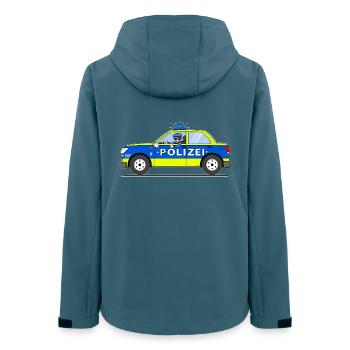 Police car with policeman blue and yellow - Women’s Recycled Softshell Jacket by Stanley/Stella - stargazer - Back - AI Model Female 172 light (172cm)