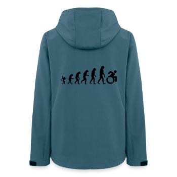 Evolution des Rollstuhls, der Rolle, des Humors * - Frauen Recycelte Softshelljacke von Stanley/Stella - Dunkles Petrol - Hinten - AI Model Female 172 light (172cm)