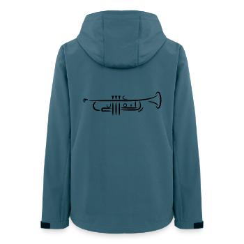 Dessin de trompette - Veste softshell femme recyclée Stanley/Stella - bleu pétrole foncé - Dos - AI Model Female 172 light (172cm)