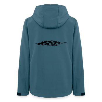 Rocker Flammen - Frauen Recycelte Softshelljacke von Stanley/Stella - Dunkles Petrol - Hinten - AI Model Female 172 light (172cm)