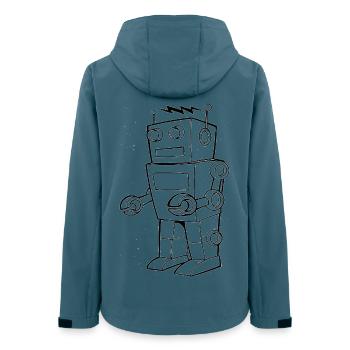 Roboter Vintage Skizze Design - Frauen Recycelte Softshelljacke von Stanley/Stella - Dunkles Petrol - Hinten - AI Model Female 172 light (172cm)