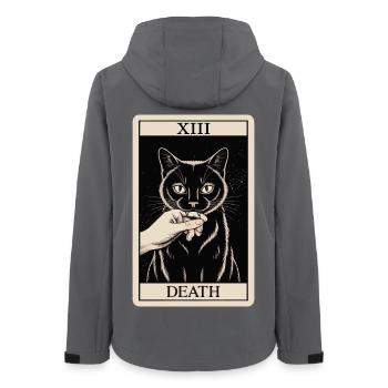 Carte de tarot vintage Chat noir - Veste softshell femme recyclée Stanley/Stella - charbon - Dos - AI Model Female 172 light (172cm)