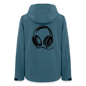 Kopfhörer mit Kabel im Stencil Stil - Frauen Recycelte Softshelljacke von Stanley/Stella - Dunkles Petrol - Hinten - AI Model Female 172 light (172cm)