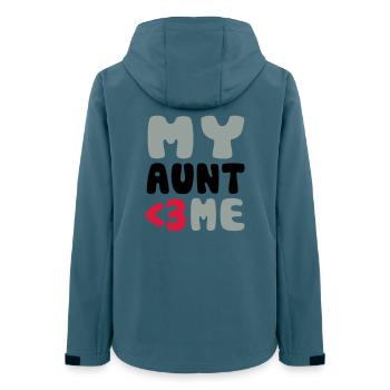 My aunt loves me - Meine Tante liebt mich - Frauen Recycelte Softshelljacke von Stanley/Stella - Dunkles Petrol - Hinten - AI Model Female 172 light (172cm)