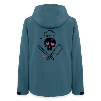 Totenkopf girlie mit Kochmütze und Messern - Frauen Recycelte Softshelljacke von Stanley/Stella - Dunkles Petrol - Hinten - AI Model Female 172 light (172cm)