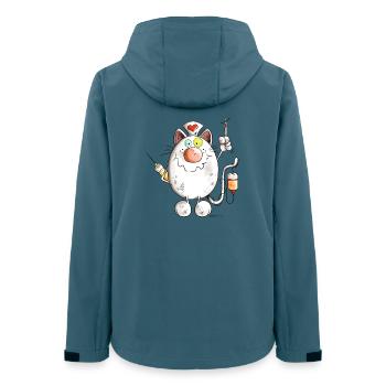 Krankenschwester Katze mit Herz - Comic - Frauen Recycelte Softshelljacke von Stanley/Stella - Dunkles Petrol - Hinten - AI Model Female 172 light (172cm)