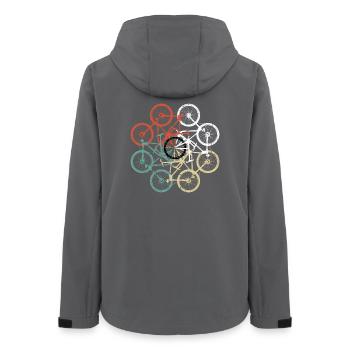 Buntes Fahrradrad-Mosaik - Frauen Recycelte Softshelljacke von Stanley/Stella - Anthrazit - Hinten - AI Model Female 172 light (172cm)