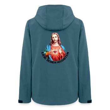 Liebe Deinen Nächsten Jesus Linker Handsegen - Frauen Recycelte Softshelljacke von Stanley/Stella - Dunkles Petrol - Hinten - AI Model Female 172 light (172cm)