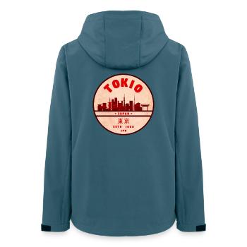 Insigne vintage Tokyo Skyline - Veste softshell femme recyclée Stanley/Stella - bleu pétrole foncé - Dos - AI Model Female 172 light (172cm)