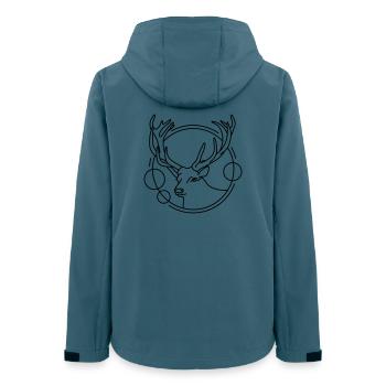 Cerf en forme géométrique - Conception d’art au trait - Veste softshell femme recyclée Stanley/Stella - bleu pétrole foncé - Dos - AI Model Female 172 light (172cm)