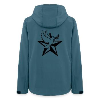Étoile avec pigeon - Veste softshell femme recyclée Stanley/Stella - bleu pétrole foncé - Dos - AI Model Female 172 light (172cm)