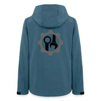 Zahnrad / Getrieberad und Schraubenschlüssel - Frauen Recycelte Softshelljacke von Stanley/Stella - Dunkles Petrol - Hinten - AI Model Female 172 light (172cm)