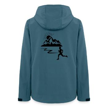 Läufer Mann mit Bergen - Frauen Recycelte Softshelljacke von Stanley/Stella - Dunkles Petrol - Hinten - AI Model Female 172 light (172cm)