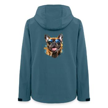 Frenchie mit Sonnenbrille - Frauen Recycelte Softshelljacke von Stanley/Stella - Dunkles Petrol - Hinten - AI Model Female 172 light (172cm)