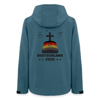 Tombe en Allemagne 2025 - Veste softshell femme recyclée Stanley/Stella - bleu pétrole foncé - Dos - AI Model Female 172 light (172cm)