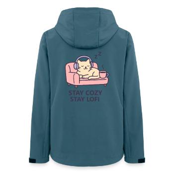 Lofi Cat Hoodie – Stay Cozy Stay Lofi Vibes - Frauen Recycelte Softshelljacke von Stanley/Stella - Dunkles Petrol - Hinten - AI Model Female 172 light (172cm)