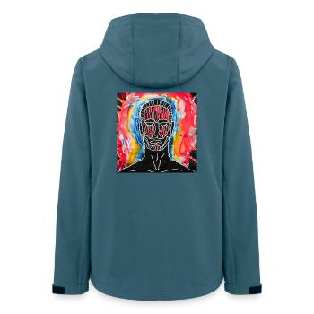 Abstraktes Porträt in leuchtenden Farben - Frauen Recycelte Softshelljacke von Stanley/Stella - Dunkles Petrol - Hinten - AI Model Female 172 light (172cm)
