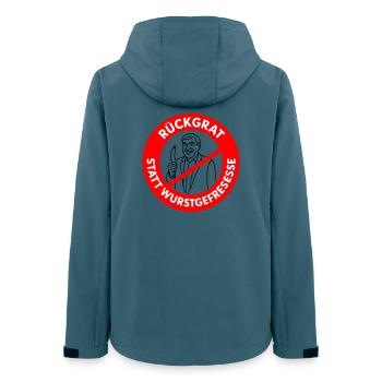 Colonne vertébrale au lieu de manger des saucisses ! COULEURS SOUHAITÉES Bande dessinée - Veste softshell femme recyclée Stanley/Stella - bleu pétrole foncé - Dos - AI Model Female 172 light (172cm)