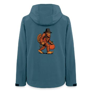 Bigfoot Carrying Turkey Thanksgiving Humor - Women’s Recycled Softshell Jacket by Stanley/Stella - stargazer - Back - AI Model Female 172 light (172cm)