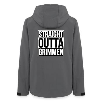 STRAIGHT OUTTA GRIMMEN - Women’s Recycled Softshell Jacket by Stanley/Stella - anthracite - Back - AI Model Female 172 light (172cm)